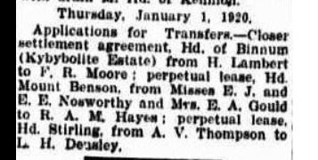 land transfers Mt Benson